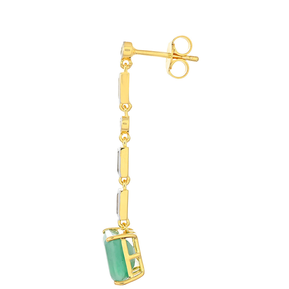 Cercei din Argint 925 Placat cu Aur ( 2.72 grame ) cu Smarald Brazilian și Topaz Alb 4.76 Carate