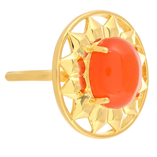 Inel din Argint 925 Placat cu Aur ( 4.37 grame ) cu Carneol 4.56 Carate