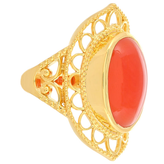 Inel din Argint 925 Placat cu Aur ( 7.55 grame ) cu Carneol 10.6 Carate