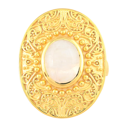 Inel din Argint 925 Placat cu Aur ( 7.35 grame ) cu Piatra Lunii Curcubeu 2.93 Carate