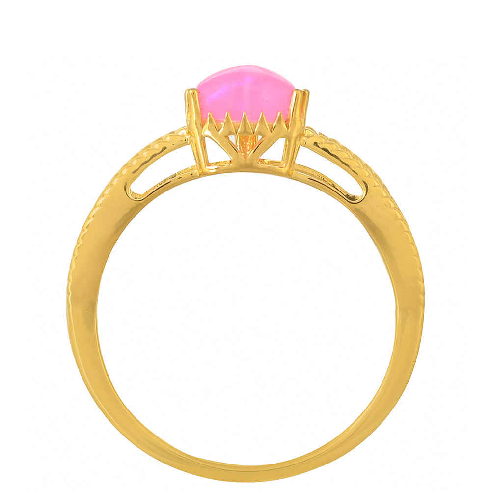Inel din Argint 925 Placat cu Aur ( 1.9 grame ) cu Opal Etiopian Neon Roz 0.47 Carate