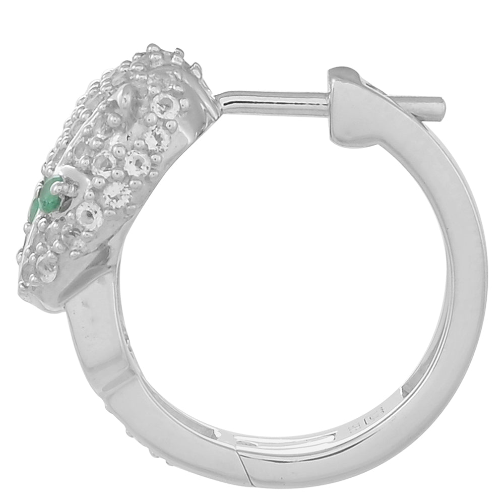 Cercei din Argint 925 ( 6.14 grame ) cu Smarald Brazilian și Topaz Alb 0.96 Carate