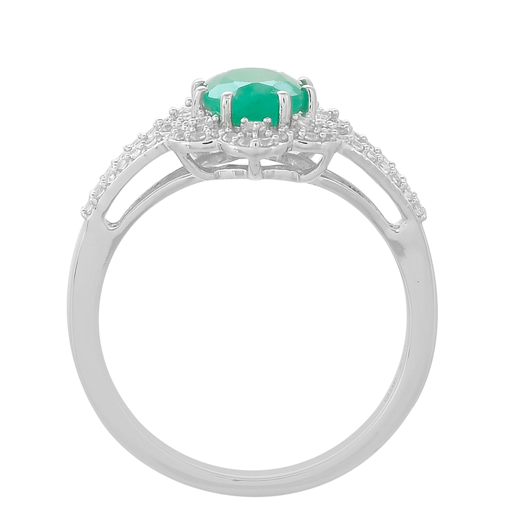 Inel din Argint 925 ( 2.38 grame ) cu Smarald Brazilian și Topaz Alb 1.46 Carate