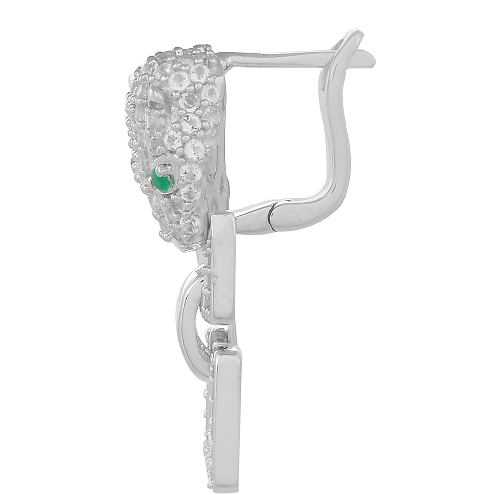 Cercei din Argint 925 ( 7.41 grame ) cu Smarald Brazilian și Topaz Alb 1.82 Carate