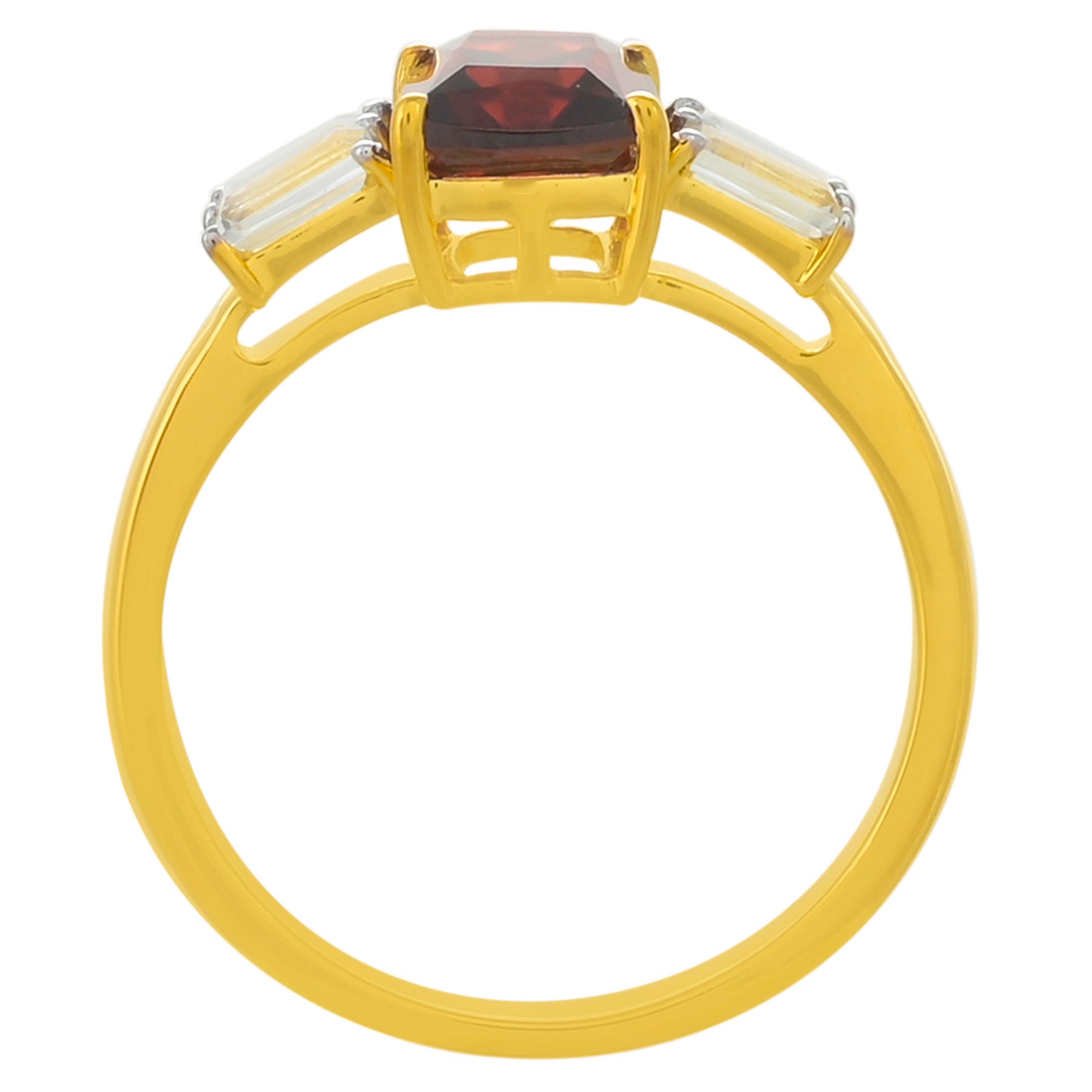 Inel din Argint 925 Placat cu Aur ( 2.19 grame ) cu Granat Rodolit și Topaz Alb 2.64 Carate