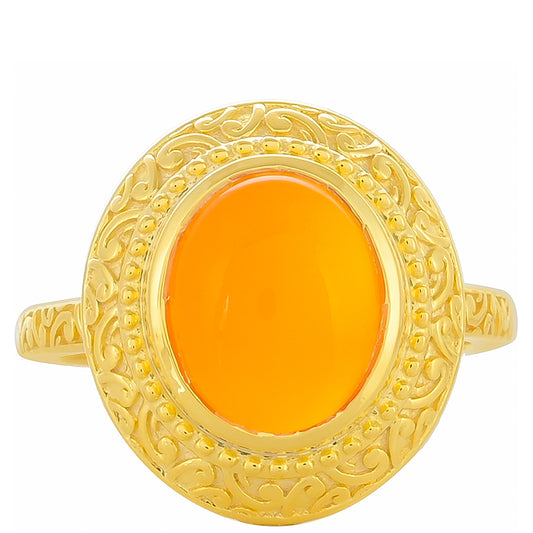 Inel din Argint 925 Placat cu Aur ( 4.54 grame ) cu Carneol 3.22 Carate