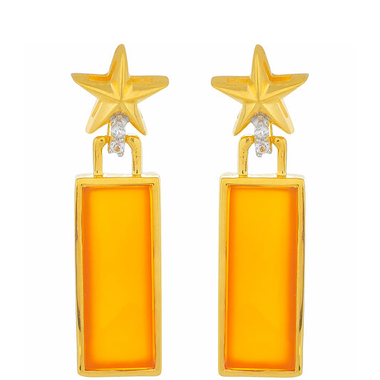 Cercei din Argint 925 Placat cu Aur ( 2.69 grame ) cu Carneol și Topaz Alb 7.62 Carate