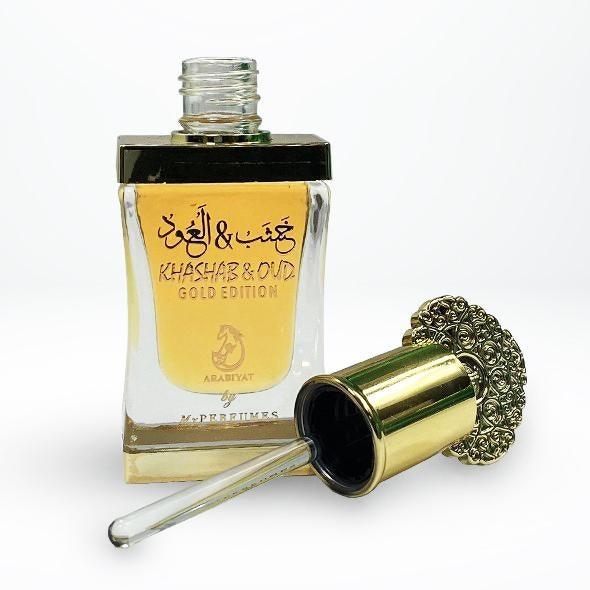12 ml Ulei de Parfum Khashab & Oud Gold Edition cu Arome Oriental Fructate-Florale pentru Bărbați - Bijuterii TV
