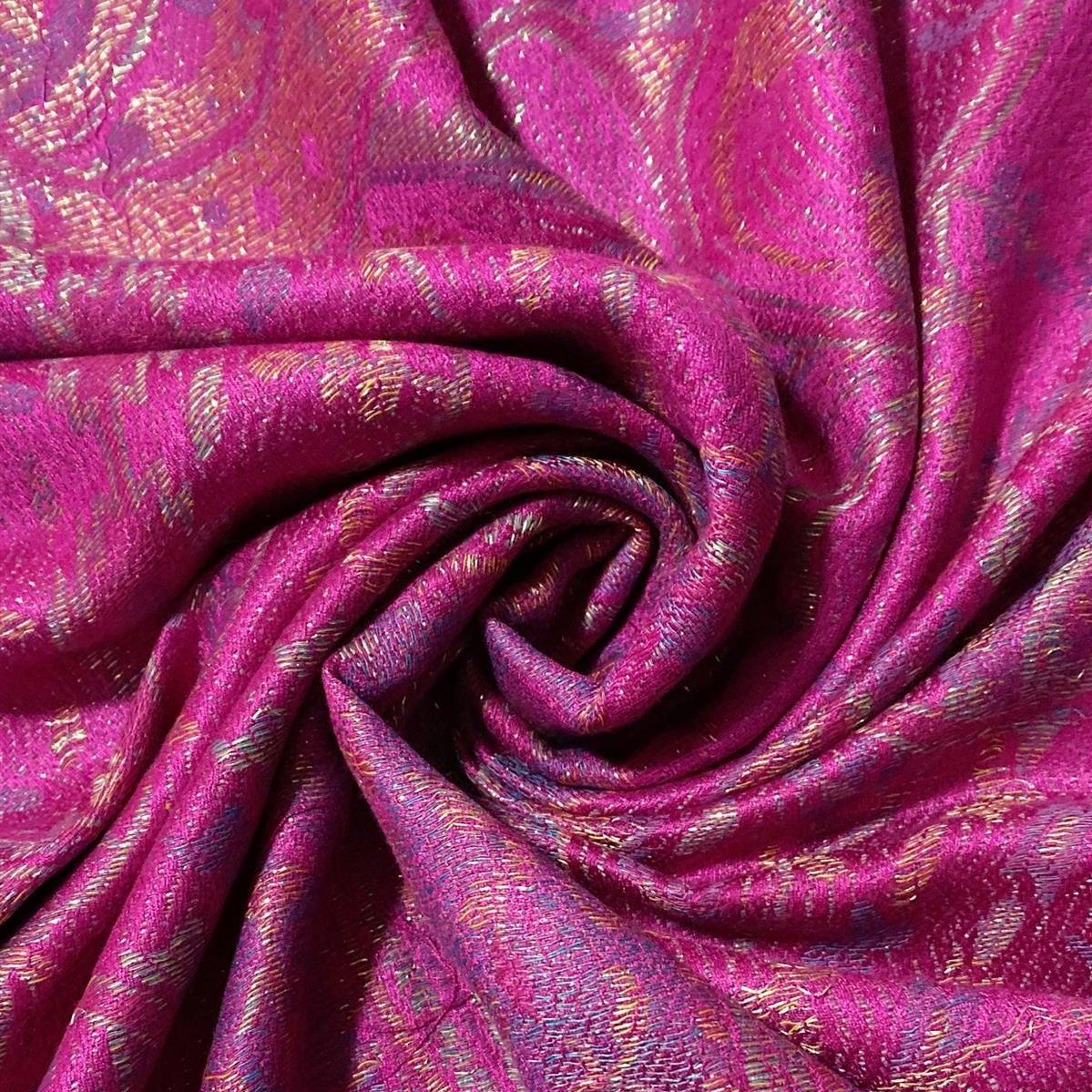 Eșarfă-Șal 100% Cașmir Pashmina Autentic, 70 cm x 180 cm, Roz Strălucitor Fucsia - Bijuterii TV