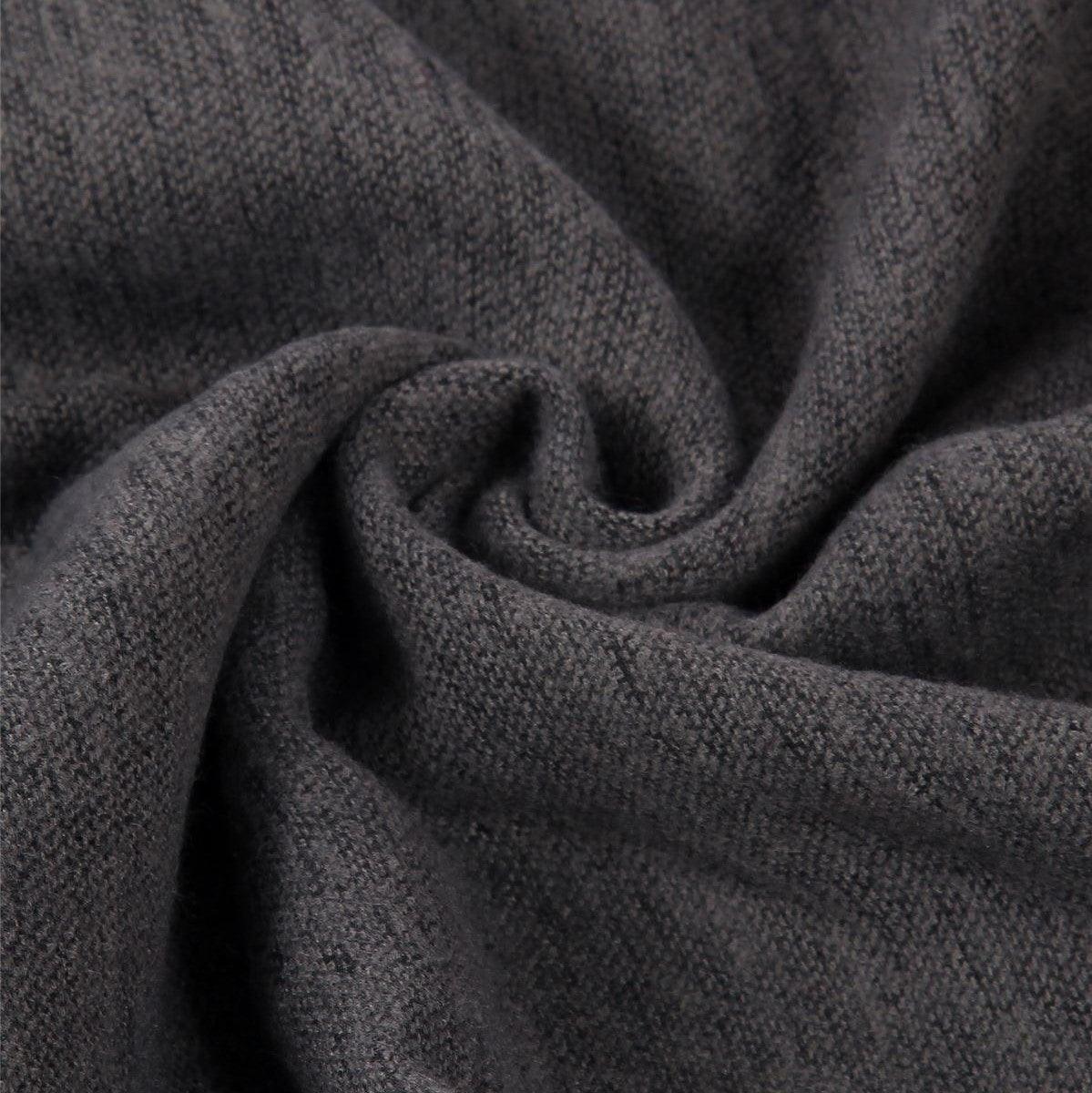 Eșarfă-Șal, 60 cm x 170 cm, cu Pompoane din Blană Naturală, Gri - Bijuterii TV