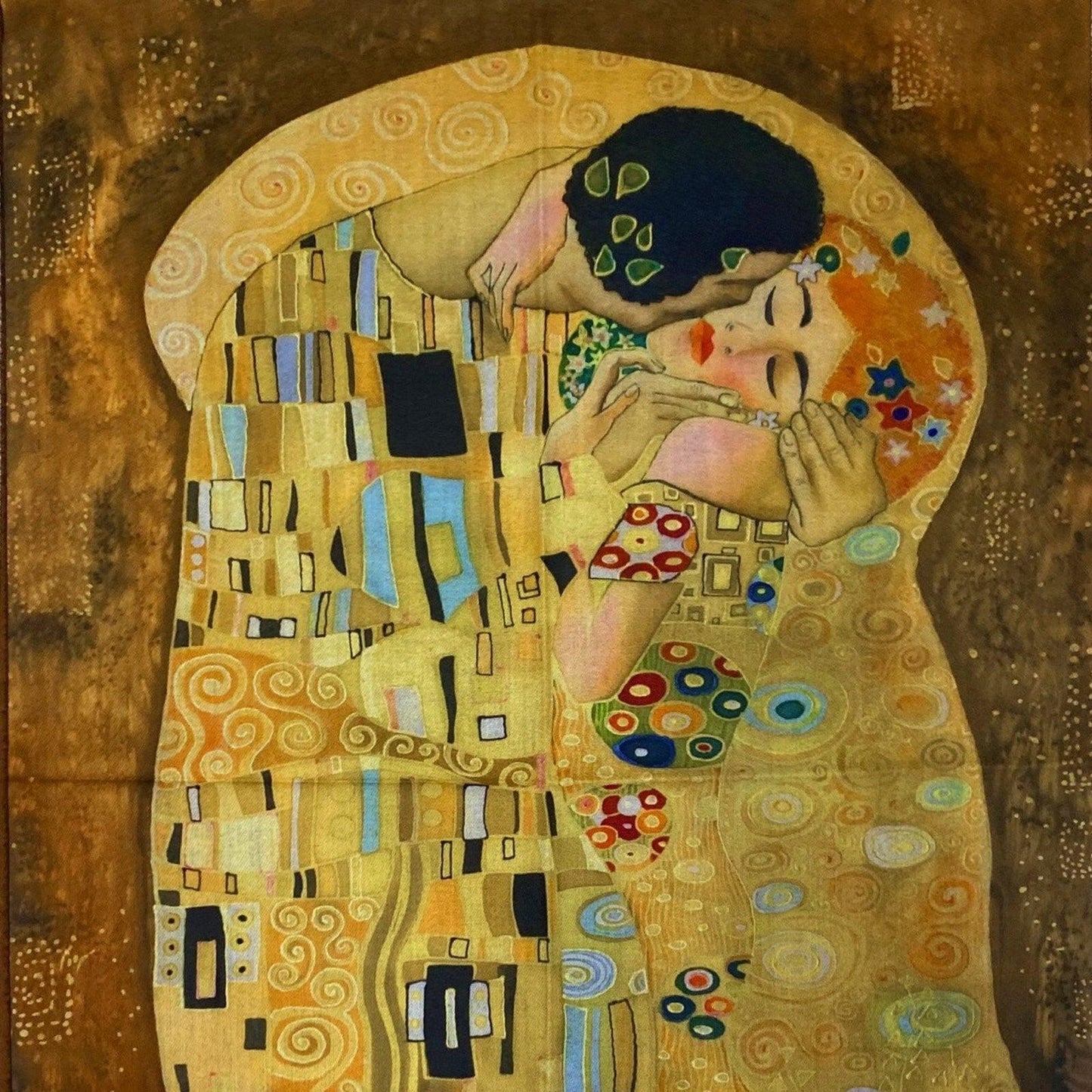 Eșarfă-Șal din Lână, 70 cm x 180 cm, Model Pictură Klimt - The Kiss - Bijuterii TV
