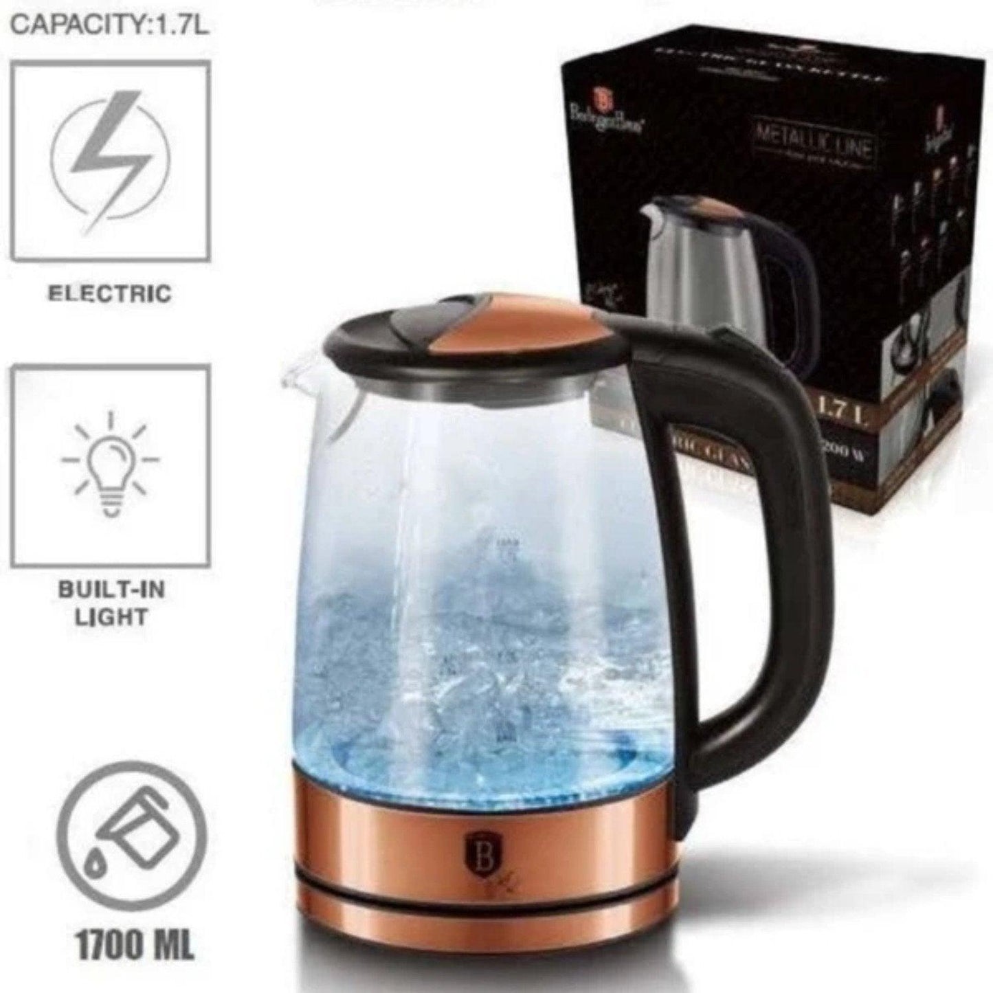 Ceainic electric Berlinger Haus Rose Gold cu iluminare LED - Bijuterii TV