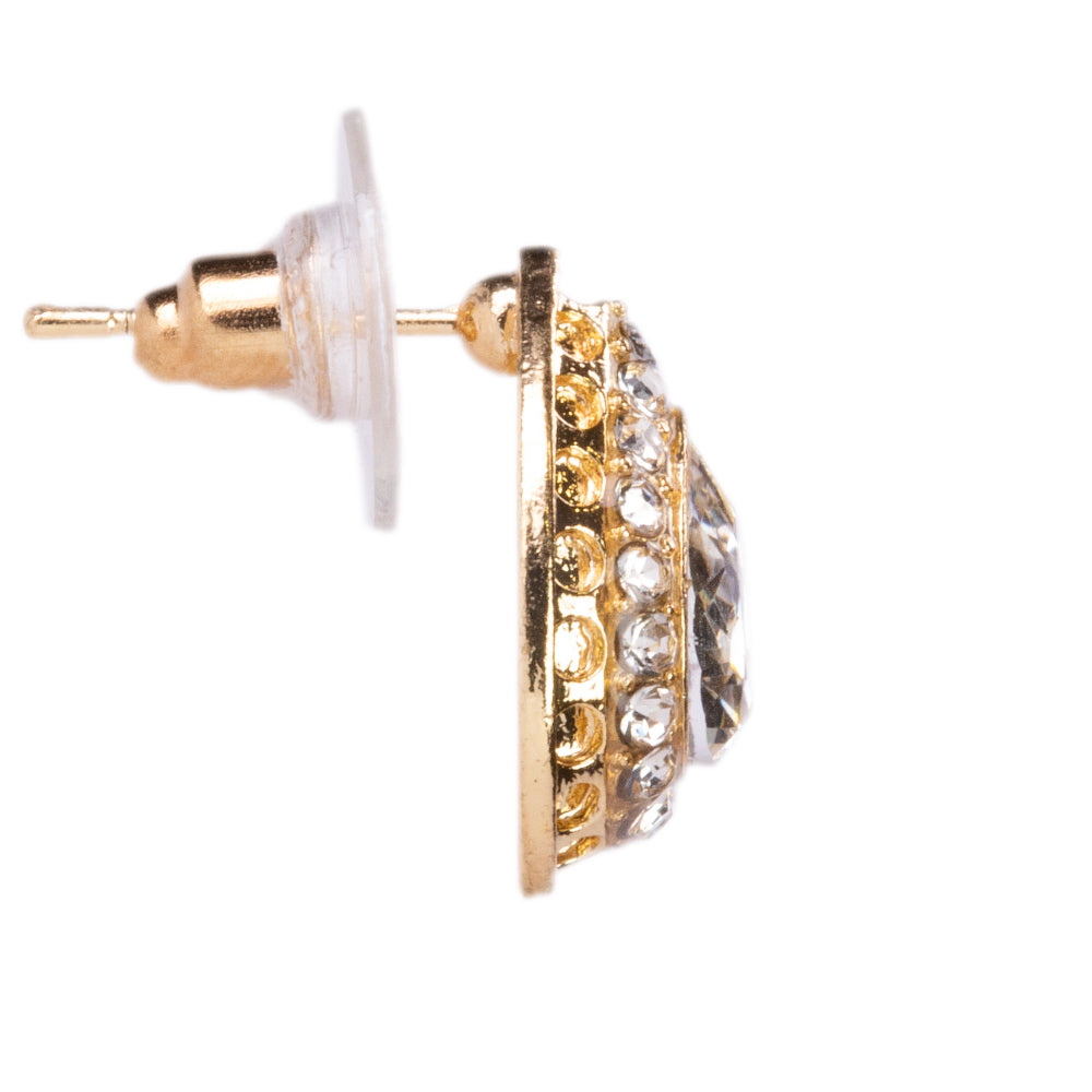 Set din Aliaj Placat cu Aur cu Cristal Alb Emporia® ( Colier+Cercei+Brățară+Inel+Pandantiv )