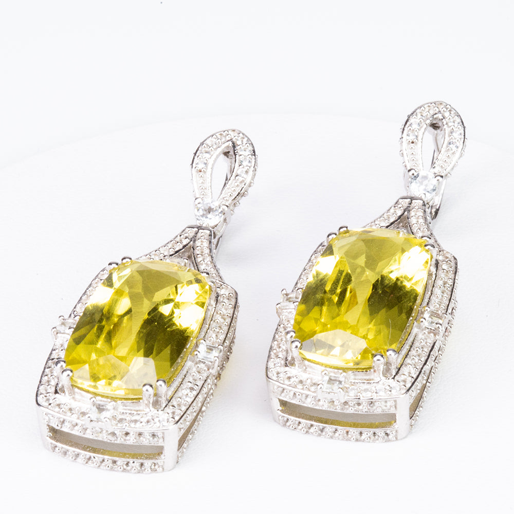 Cercei din Argint 925 ( 14.55 grame ) cu Diaspor Sintetic și Topaz Alb 29.53 Carate