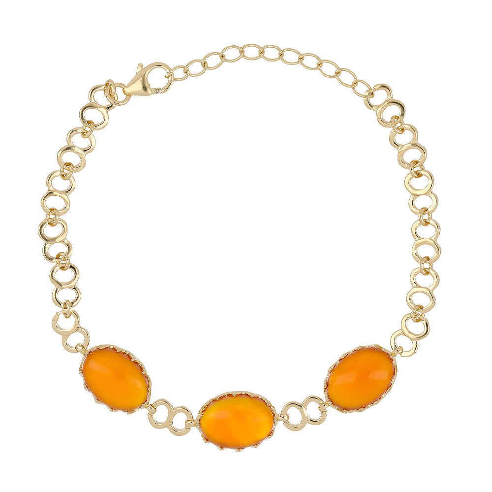 Brățară din Argint 925 Placat cu Aur ( 15.26 grame ) cu Carneol Tagebau 14.03 Carate