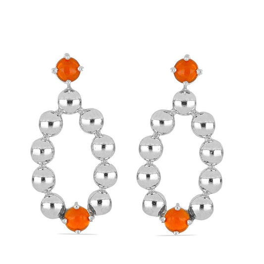 Cercei din Argint cu Opal de Foc Portocaliu - Bijuterii TV