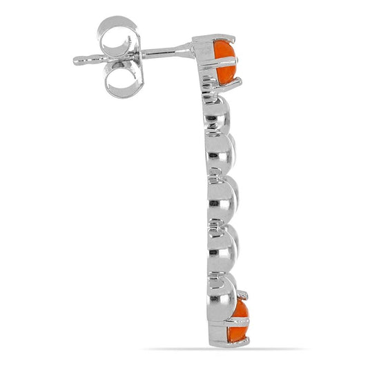 Cercei din Argint cu Opal de Foc Portocaliu - Bijuterii TV