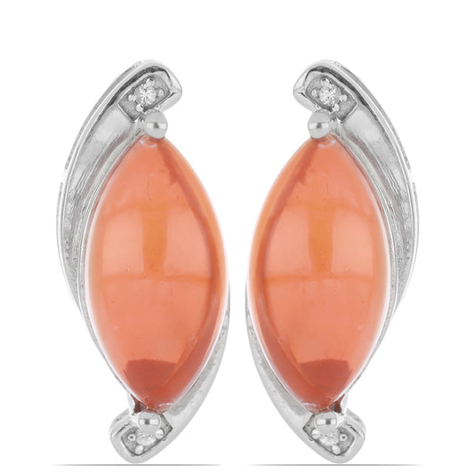 Cercei din Argint 925 ( 5.23 grame ) cu Opal Etiopian Lega Dembi Portocaliu și Topaz Alb 4.5 Carate