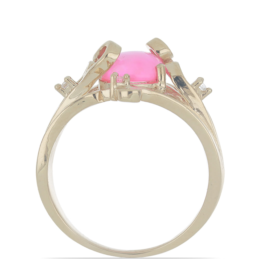 Inel din Argint 925 Placat cu Aur ( 5.04 grame ) cu Opal Lega Dembi Roz și Topaz Alb 1.39 Carate