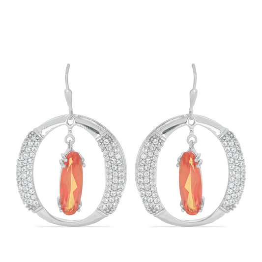 Cercei din Argint 925 ( 12.83 grame ) cu Cuarț Padparadscha și Topaz Alb 8.36 Carate
