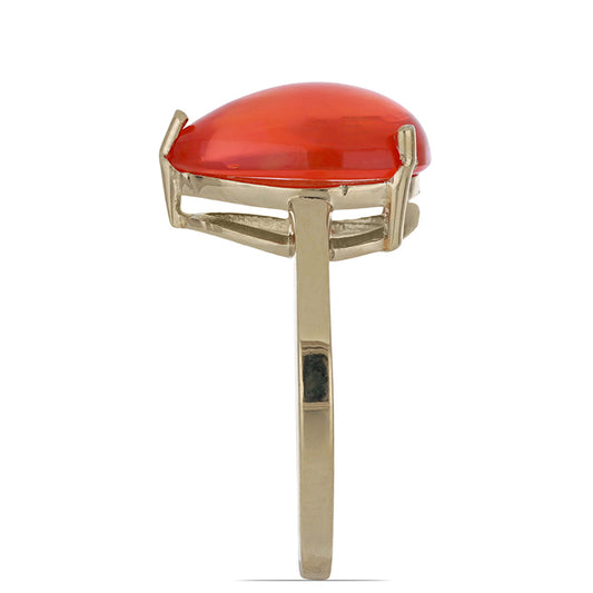 Inel din Argint 925 Placat cu Aur ( 2.81 grame ) cu Opal Etiopian Lega Dembi Portocaliu 3.2 Carate