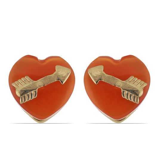 Cercei din Argint 925 Placat cu Aur ( 2.19 grame ) cu Carneol Tagebau 3.68 Carate