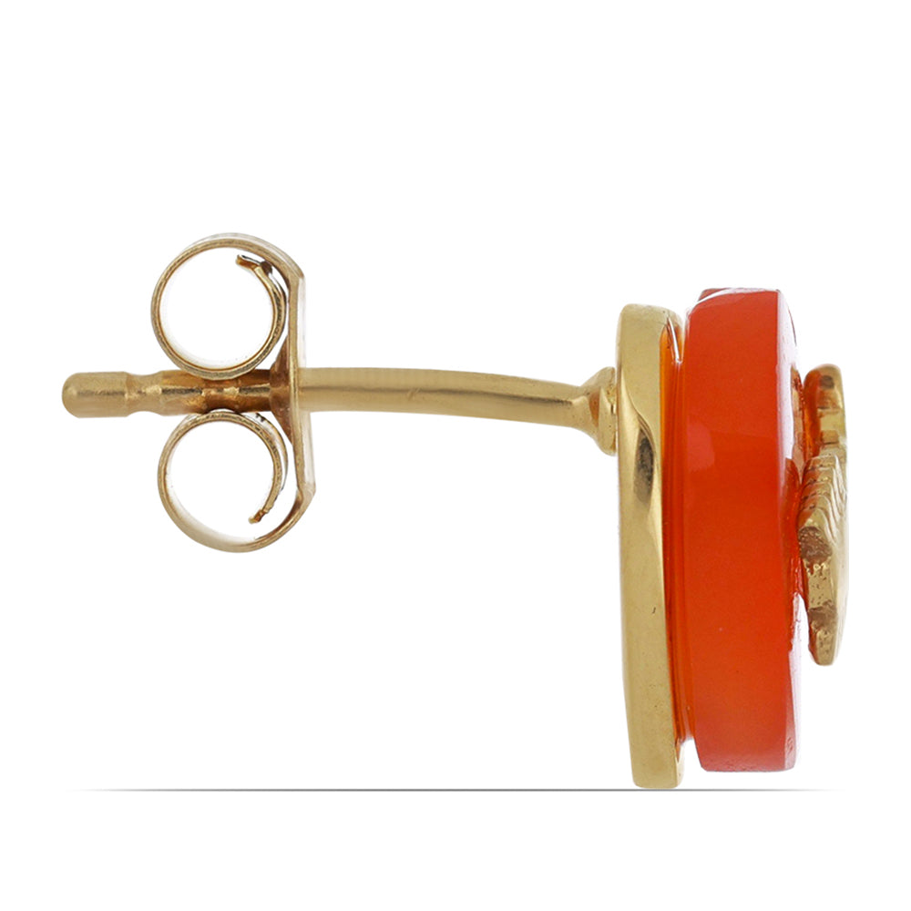 Cercei din Argint 925 Placat cu Aur ( 2.19 grame ) cu Carneol Tagebau 3.68 Carate