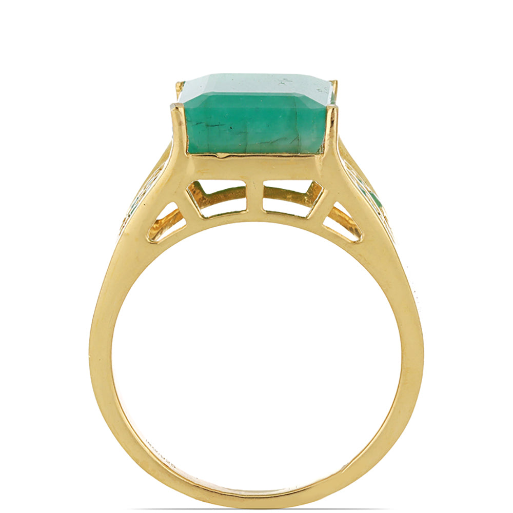 Inel din Argint 925 Placat cu Aur ( 6.34 grame ) cu Smarald Brazilian 7.87 Carate