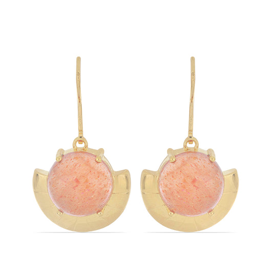 Cercei din Argint 925 Placat cu Aur ( 6.02 grame ) cu Piatra Soarelui Oregon 10.94 Carate