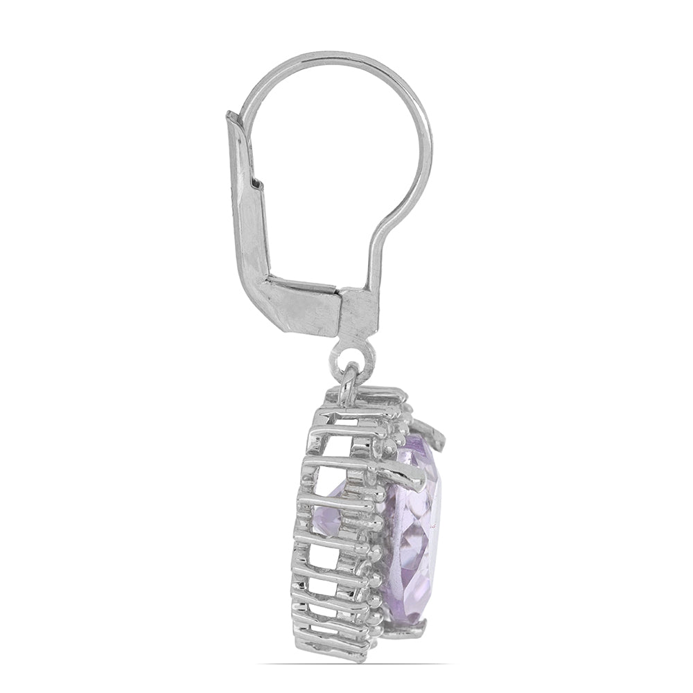 Cercei din Argint 925 ( 4.27 grame ) cu Ametist Rose de France și Topaz Alb 6.65 Carate