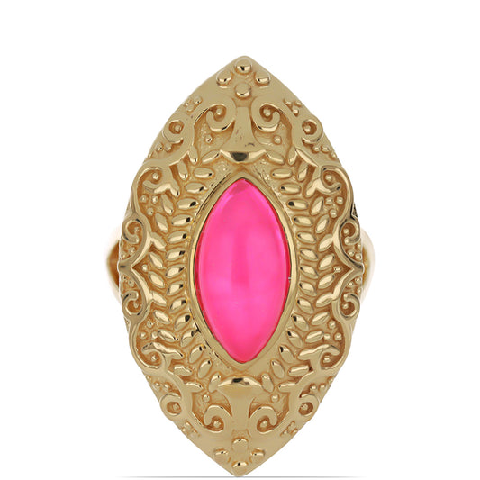 Inel din Argint 925 Placat cu Aur ( 10.14 grame ) cu Opal Etiopian Lega Dembi Roz 1.89 Carate