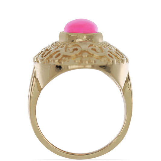 Inel din Argint 925 Placat cu Aur ( 10.14 grame ) cu Opal Etiopian Lega Dembi Roz 1.89 Carate