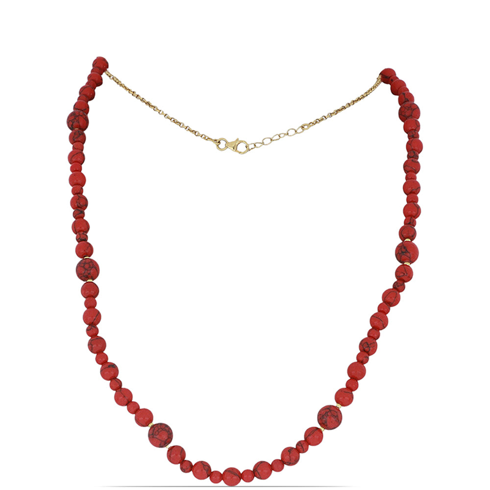 Colier din Argint 925 Placat cu Aur ( 1.25 grame ) cu Coral Roșu Burete 86.74 Carate