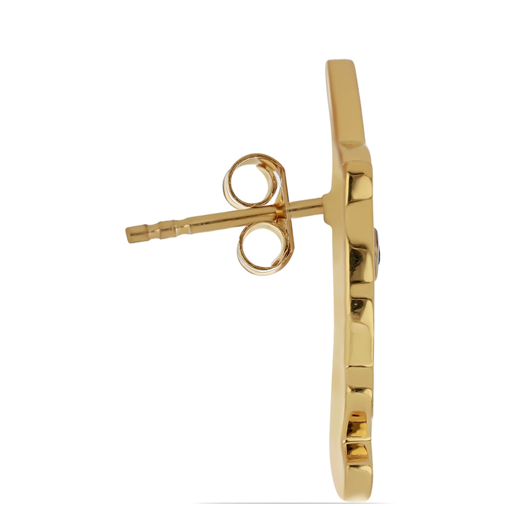 Cercei din Argint 925 Placat cu Aur ( 6.56 grame ) cu Email și Spinel Negru Gorno Badakhsha 0.04 Carate