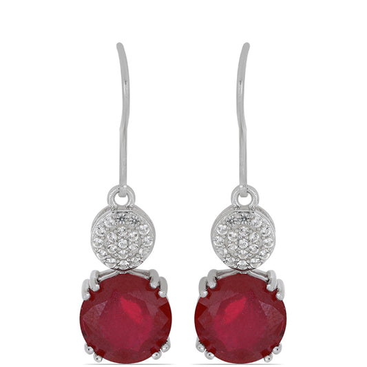 Cercei din Argint 925 ( 3.42 grame ) cu Rubin Malagasy și Topaz Alb 11.01 Carate
