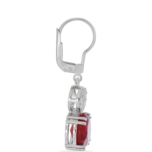 Cercei din Argint 925 ( 3.42 grame ) cu Rubin Malagasy și Topaz Alb 11.01 Carate