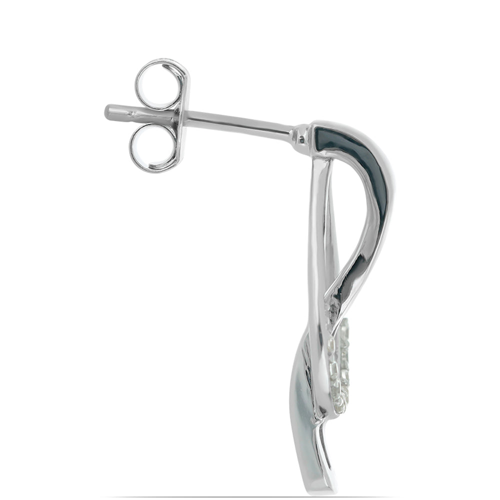 Cercei din Argint 925 ( 2.69 grame ) cu Diamant Galben și Zircon Alb 0.46 Carate