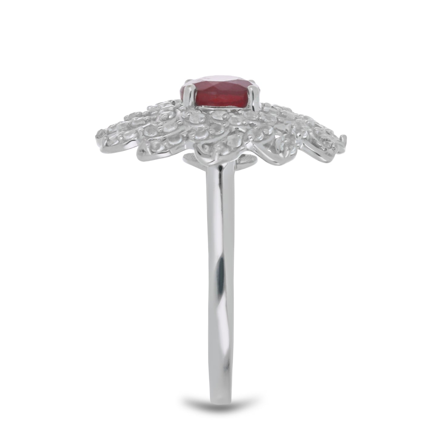 Inel din Argint 925 ( 3.7 grame ) cu Rubin Malagasy și Topaz Alb 1.88 Carate