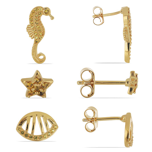 Set din Argint 925 Placat cu Aur ( 5.43 grame ) cu Citrin Ural 0.59 Carate