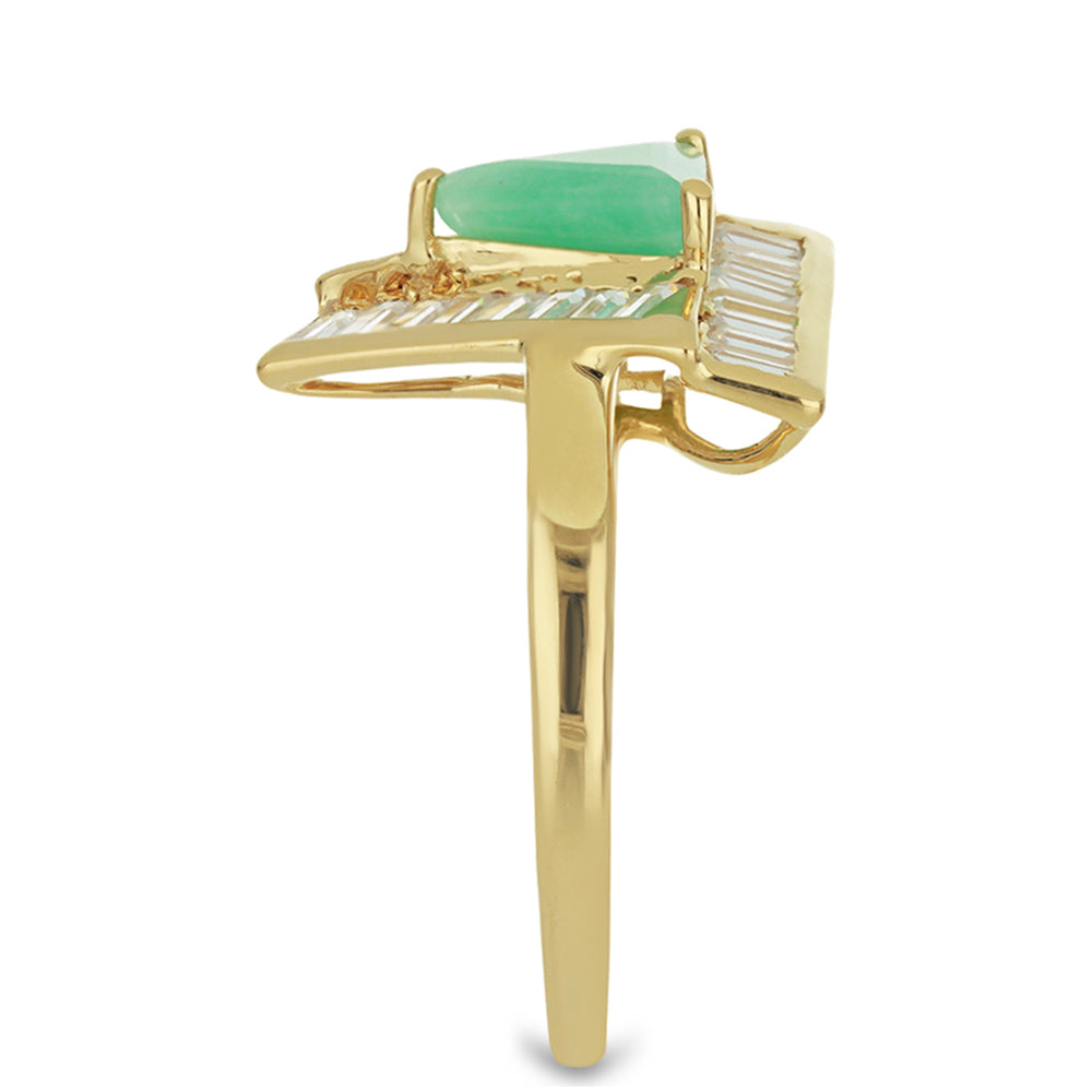 Inel din Argint 925 Placat cu Aur ( 3.69 grame ) cu Smarald Brazilian și Zircon Alb 3.08 Carate