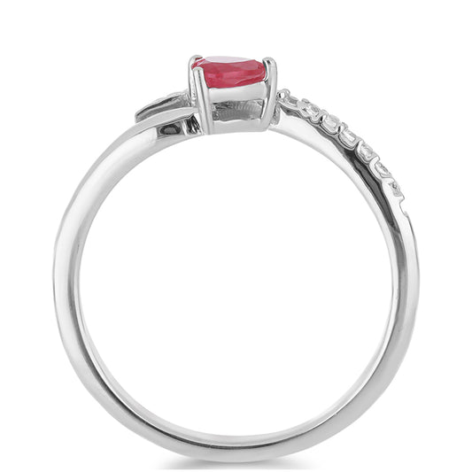 Inel din Argint 925 ( 1.92 grame ) cu Rubin Malagasy și Topaz Alb 0.45 Carate