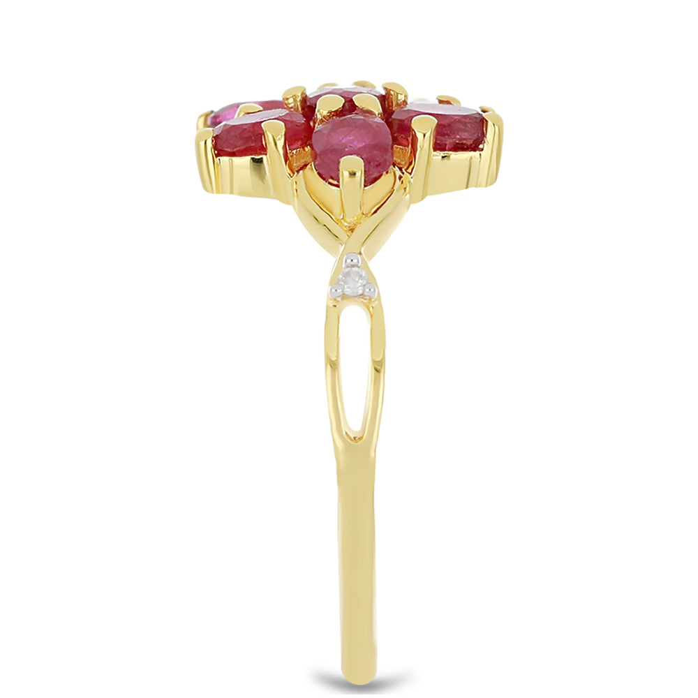 Inel din Aur de 9K ( 1.86 grame ) cu Rubin Malagasy și Diamant Alb 1.73 Carate