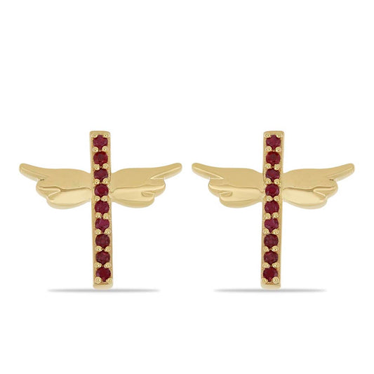 Cercei din Argint 925 Placat cu Aur ( 3.14 grame ) cu Rubin Malagasy 0.32 Carate