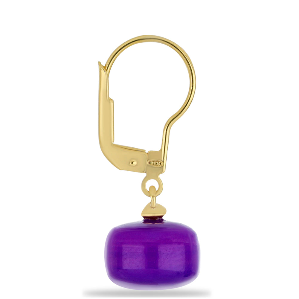 Cercei din Argint 925 Placat cu Aur ( 1.09 grame ) cu Agat Violet 13.49 Carate