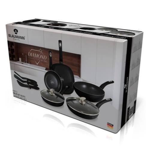 Set de Tigăi Blaumann cu 10 Piese Placate cu diamant, Negru