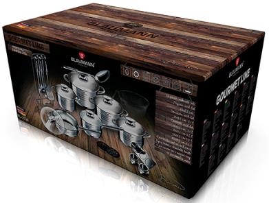 Set de Oale de bucătărie din Oțel Inoxidabil Blaumann, din 27 de piese, cu bandă decorativă din satin, Gourmet Line