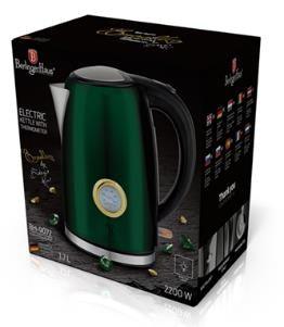 Fierbător electric Berlinger Haus 1,7 l cu Indicator de Temperatură, Verde Închis - Bijuterii TV