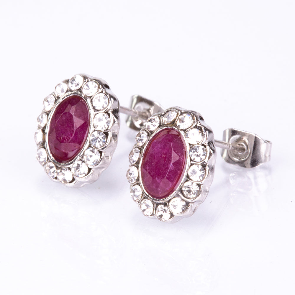 Set din Aliaj Placat cu Aur ( 9.1 grame ) cu Rubin și Cristal Alb Emporia® 4.08 Carate ( Colier+Cercei+Inel+Pandantiv ) 2 