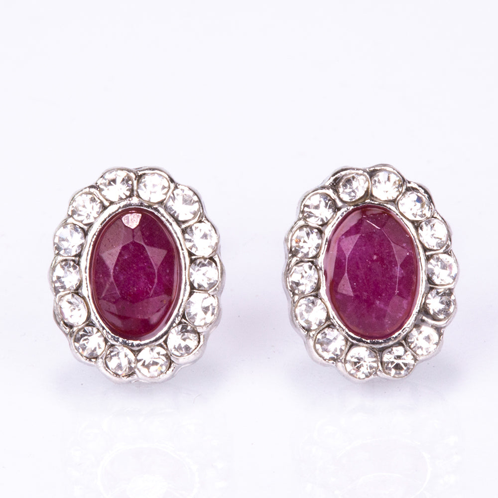 Set din Aliaj Placat cu Aur ( 9.1 grame ) cu Rubin și Cristal Alb Emporia® 4.08 Carate ( Colier+Cercei+Inel+Pandantiv ) 4 