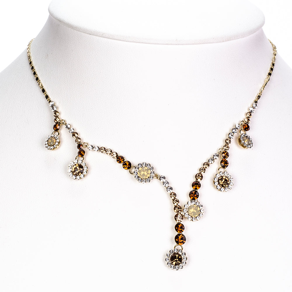 Set din Aliaj Placat cu Aur cu Perlă de cristal și Cristal Alb Emporia® ( Colier+Cercei )